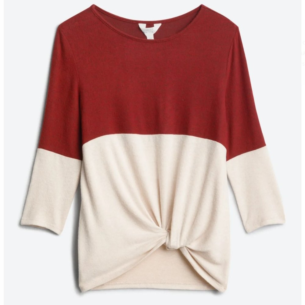 Samantha Front Twist Brushed Knit Top